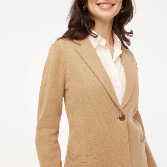 New JCREW Size PL P L Petite Schoolboy Sweater Blazer Heather Acorn $138 BF262 - Picture 3 of 5